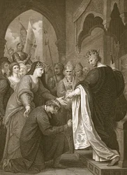 La sottomissione di P. John a Riccardo I, inciso da J. Stow, illustrazione dalla 